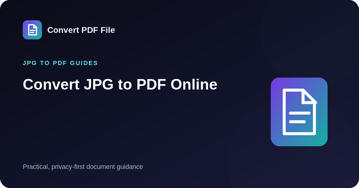 Convert JPG to PDF Online guide by Convert PDF File