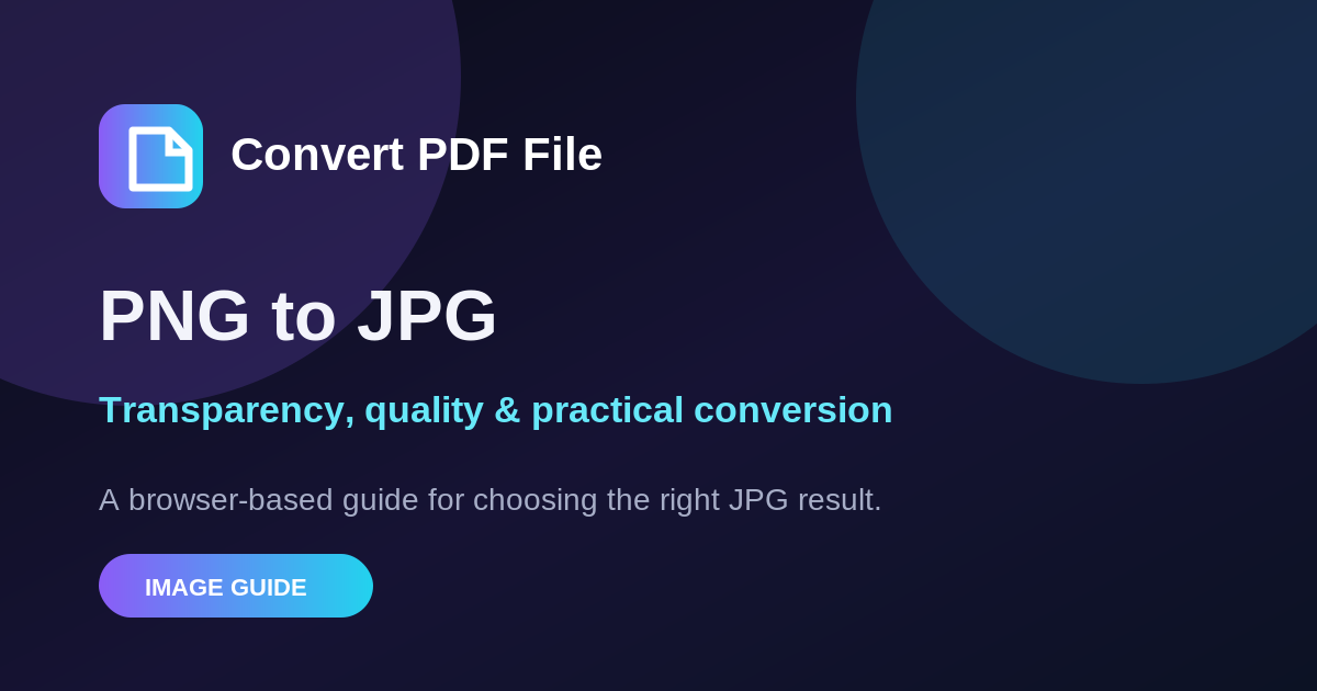 PNG to JPG conversion guide showing Convert PDF File branding